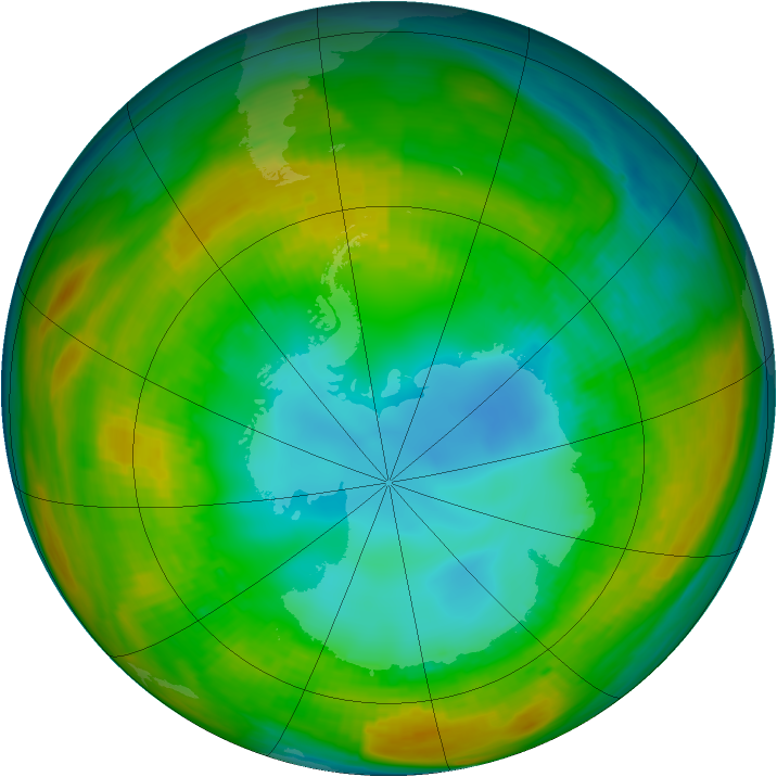 Antarctic ozone map for 09 August 1980